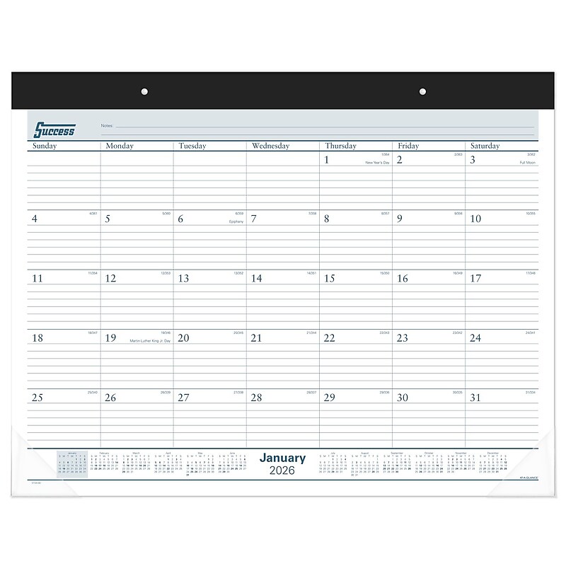 2026 AT-A-GLANCE Success 21.75" x 17" Monthly Desk Pad Calendar, White/Blue (ST24-00-26) image 1
