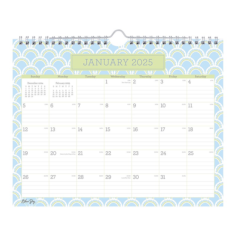2025 Blue Sky Larah 11" x 8.75" Monthly Wall Calendar, Blue/Green (152268) image 1