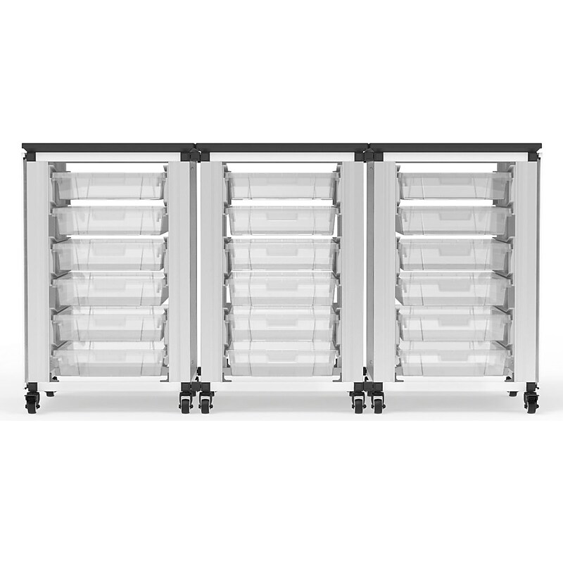 Luxor Mobile 18-Section Modular Classroom Storage Cabinet, 28.75"H x 18.2"D, White (MBS-STR-31-18S) image 1