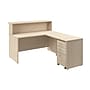 Bush Business Furniture Arrive 60"W L Shaped Reception Desk with Shelf and Mobile File Cabinet, Natural Elm (ARV004NE)~#|#~533C1C18-7204-43FA-8B99D73489830D23_sc7
