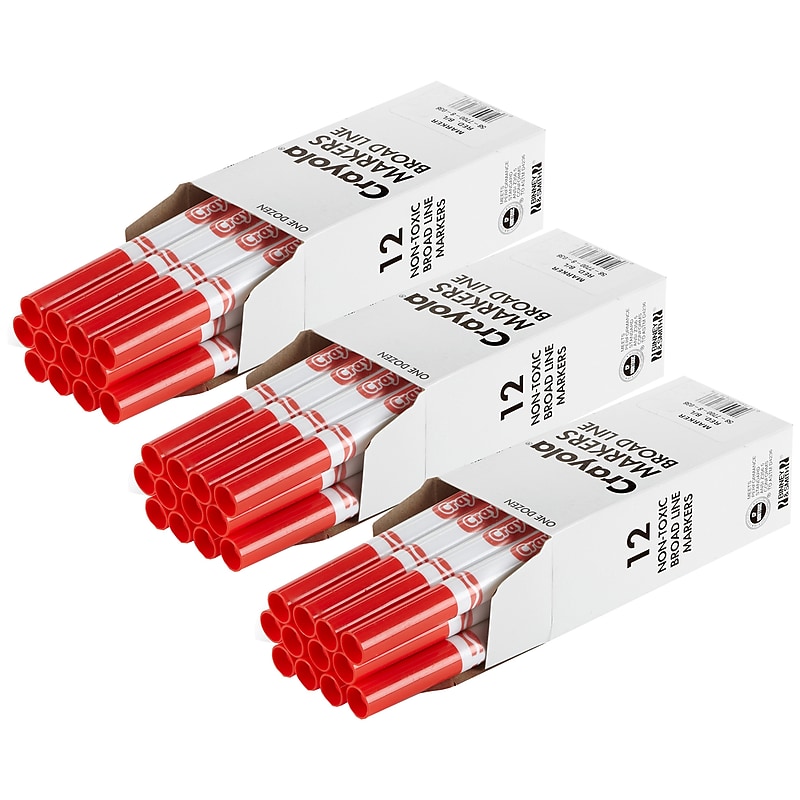 Crayola Bulk Markers, Conical Tip, Red, 12/Pack, 3 Packs/Bundle (BIN587700038-3) image 1