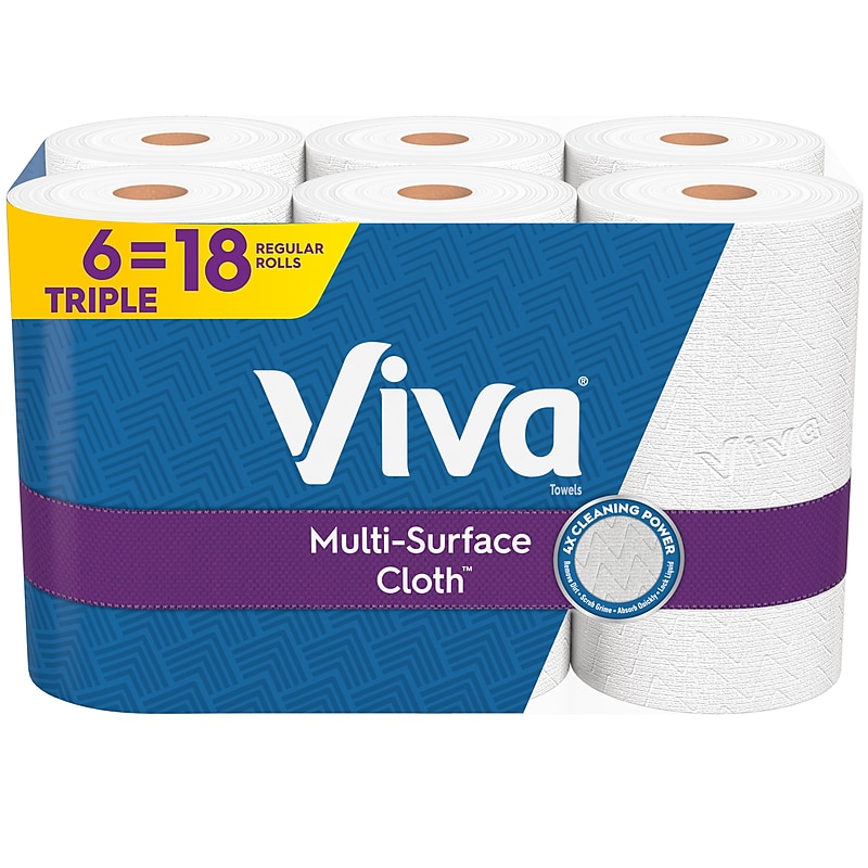 Viva Choose-A-Sheet Multi-Surface Cloth Paper Towels, 2-Ply, 165 Sheets/Roll, 6 Rolls/Pack (53663) image 1