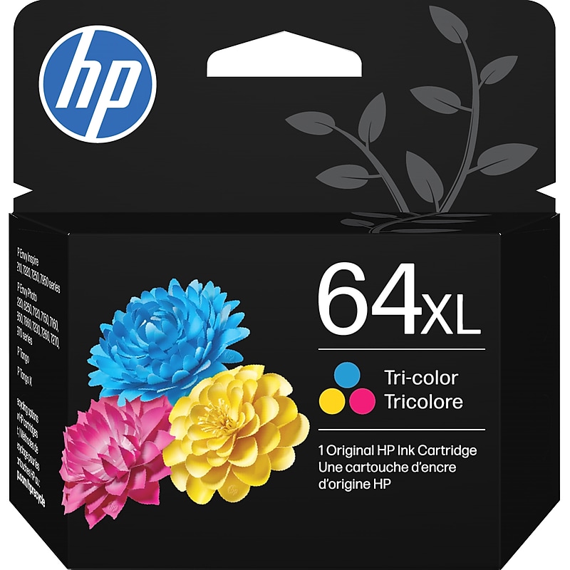 HP 64XL Tri-Color High Yield Ink Cartridge, Prints Up to 415 Pages (N9J91AN#140) image 1