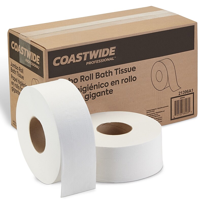 Coastwide Professional™ Recycled Jumbo Toilet Paper, 2-ply, White, 1000 ft./Roll, 6 Rolls/Case (CW20190) image 1