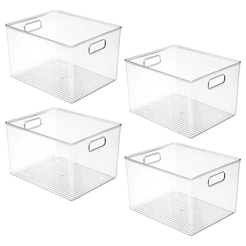 iDESIGN Small Stackable Plastic Storage Bin, 8" x 10"x 12", Clear, 4/Pack (29112M4) image 1