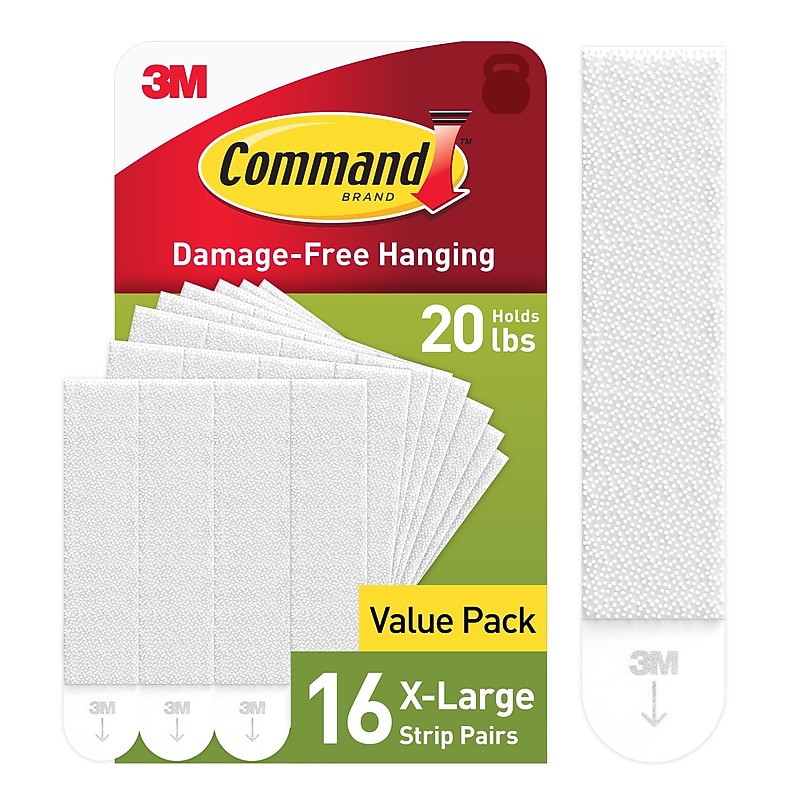 Command Extra Large Hanging Strips, 20 lb., White, 16 Pairs/Pack (17217-16NA) image 1