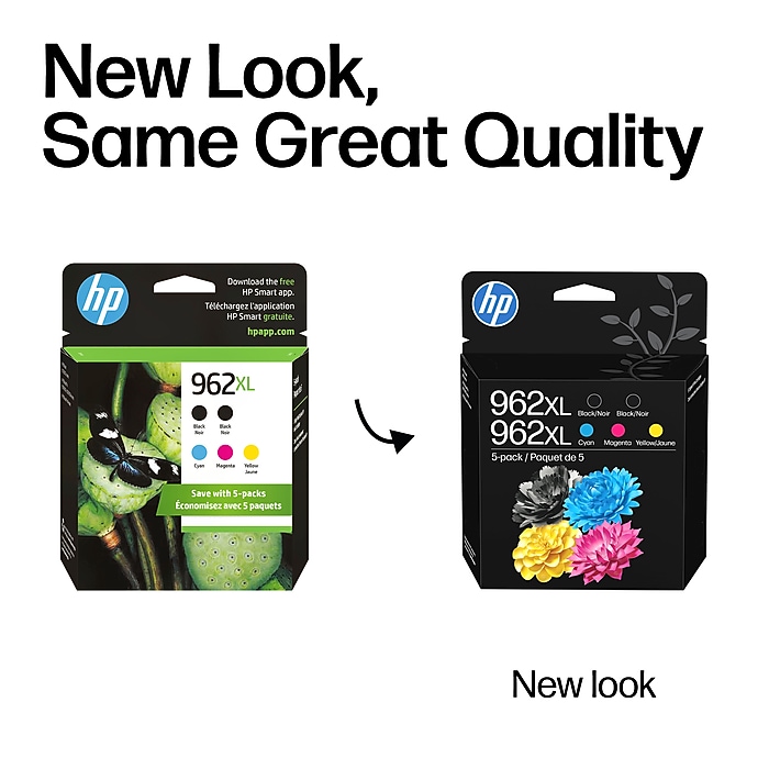 HP 962XL Black/Cyan/Magenta/Yellow High Yield Ink Cartridges, 5