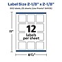 Avery Laser/Inkjet Multipurpose Labels, 2.125" x ", Glossy White, 300/Pack (94105)~#|#~5366590D-FC42-44CD-913CB76AA4EAB302_sc7