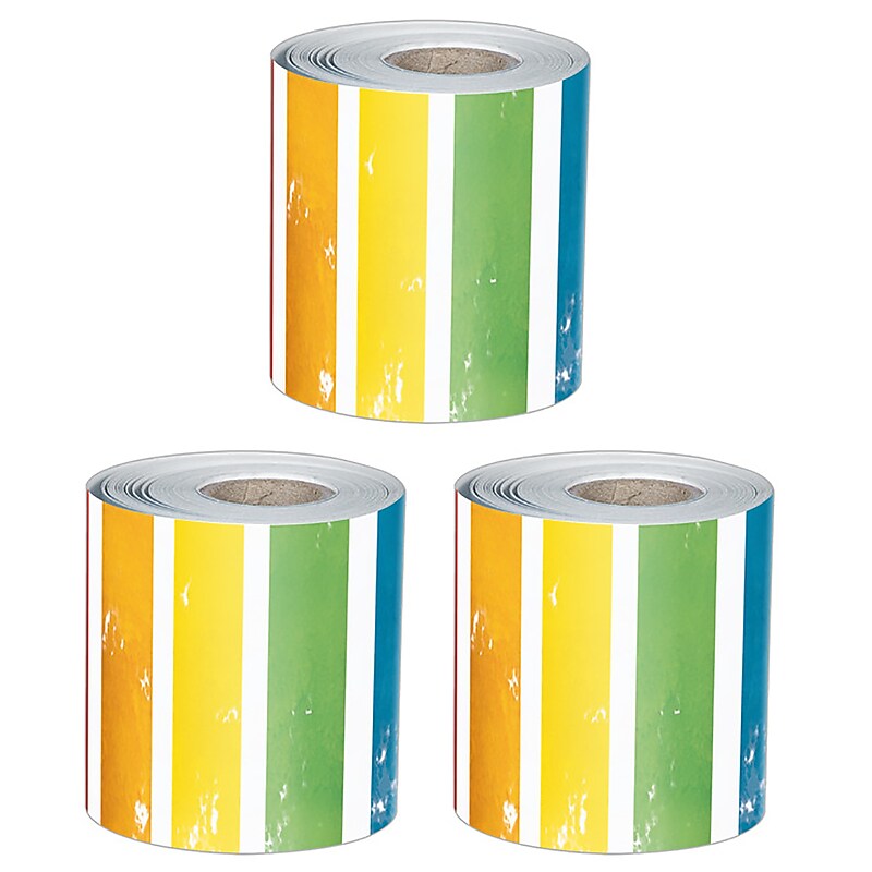 Carson Dellosa Education All Are Neighbors Rolled, 3" x 65', Stripes, 3/Bundle (CD-108517-3) image 1