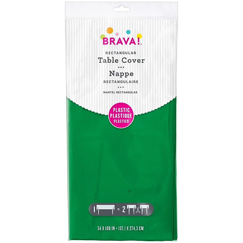 Party City Solid Color 108" x 54" Plastic Table Cover, Green (AM77015-03-PC) image 1
