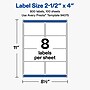 Avery Rectangle Laser/Inkjet Multipurpose Labels, White, 8 Labels/Sheet, 100 Sheets/Pack (19479311222)~#|#~538118AF-BA75-4D64-A89BE43A34647072_sc7
