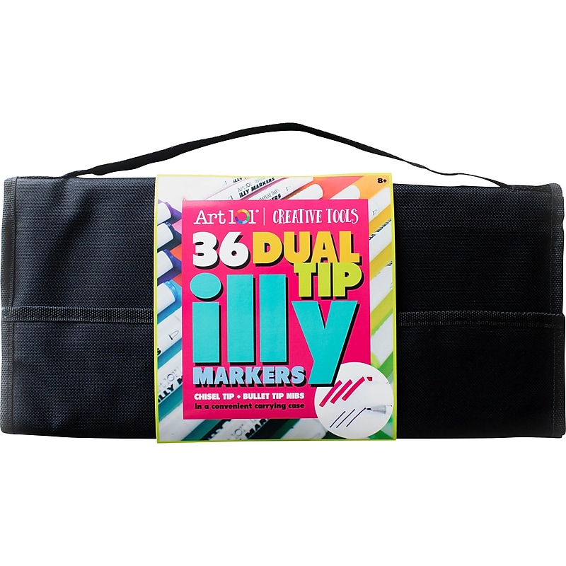 Art 101 Creative Tools Dual-Tip Illy Markers, Chisel/Bullet Point, Assorted Colors, 36/Set (80046MB) image 1
