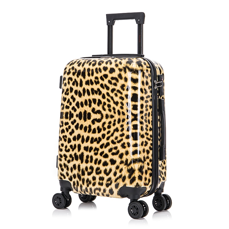 InUSA Prints 22.88" Hardside Suitcase, 4-Wheeled Spinner, TSA Checkpoint Friendly, Cheetah Animal Print (IUAPC00S-CHE) image 1