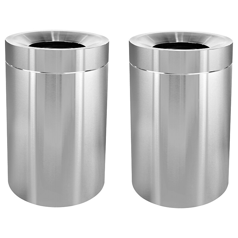 Alpine Industries Stainless Steel Trash Can with Open Lid, 100 Gallon, Silver, 2/Pack (ALP475-50-2PK) image 1