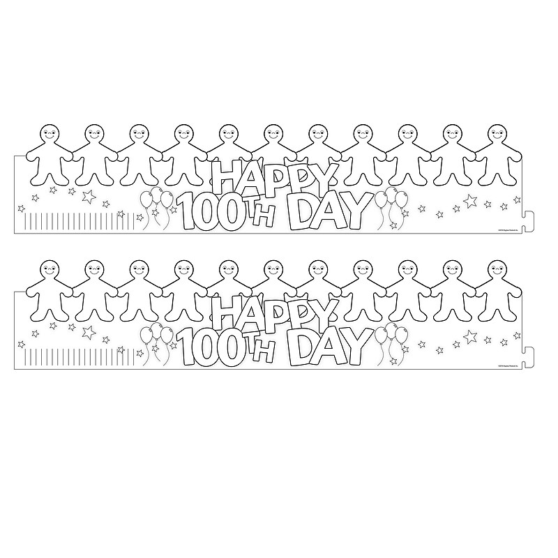 Hygloss Happy 100th Day Paper Crowns, 5" x  25", White, 24/Pack, 2 Packs/Bundle (HYG65266-2) image 1