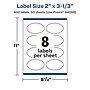 Avery Laser/Inkjet Oval Waterproof Multipurpose Labels, 3.33"  Dia, White, 400 Labels/Box (94056)~#|#~53921EE3-A964-486B-A8C8EA2BA657DA2C_sc7