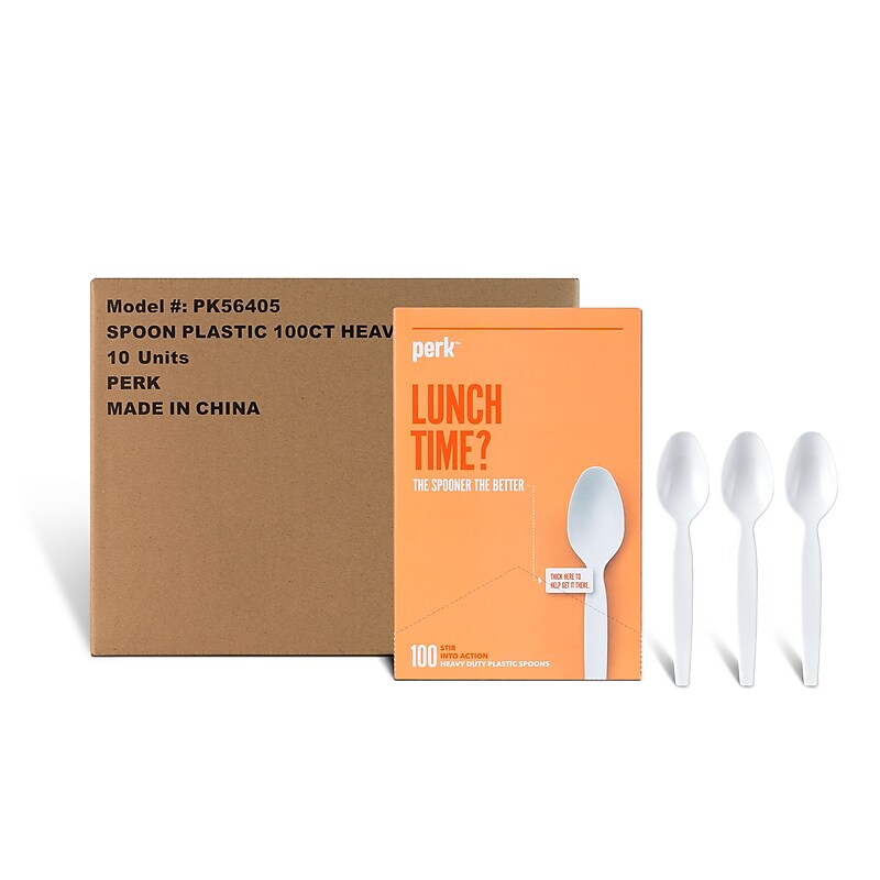 Perk™ Polystyrene Spoon, Heavy-Weight, White, 1000/Carton (PK56405CT) image 1