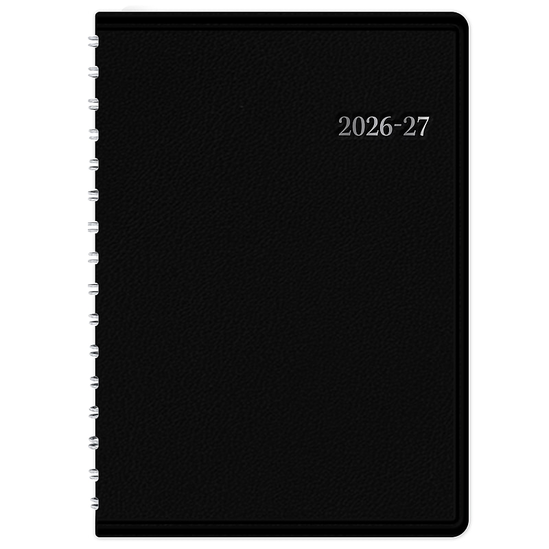 2026-2027 Blue Sky 5" x 8" Academic Year Weekly & Monthly Planner, Plastic Cover, Black (161743) image 1