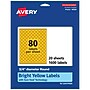 Avery Laser/Inkjet Round Multipurpose Labels, 0.75" Dia., Bright Yellow, 1600/Pack (94504)~#|#~53BCDCC1-6796-434D-8DEE12B3A69D8CBC_sc7