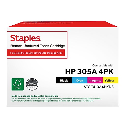 Staples Remanufactured Black/Cyan/Magenta/Yellow Standard