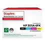 Staples Remanufactured Black/Cyan/Magenta/Yellow Standard Toner Replacement for HP 305A (TRCE410A4PKDS/STCE410A4PKDS), 4/Pack~#|#~53C53F0E-BA11-4628-82E782A007D0C248_sc7