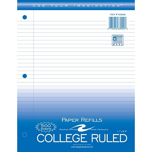 Roaring Spring Paper Products College Ruled College Ruled Filler Paper