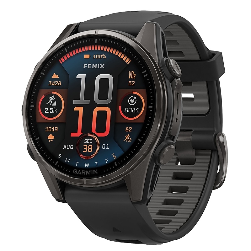 Garmin fenix 8 Smart Watch, 43 mm, Carbon Gray & Black (GRM0290320) image 1