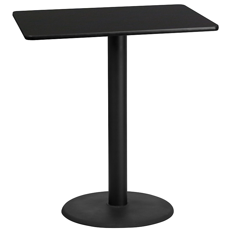 Flash Furniture Laminate Table Top with 24'' Round Bar-Height Table Base, 30'' x 42'', Black (XUBK3042TR24B) image 1