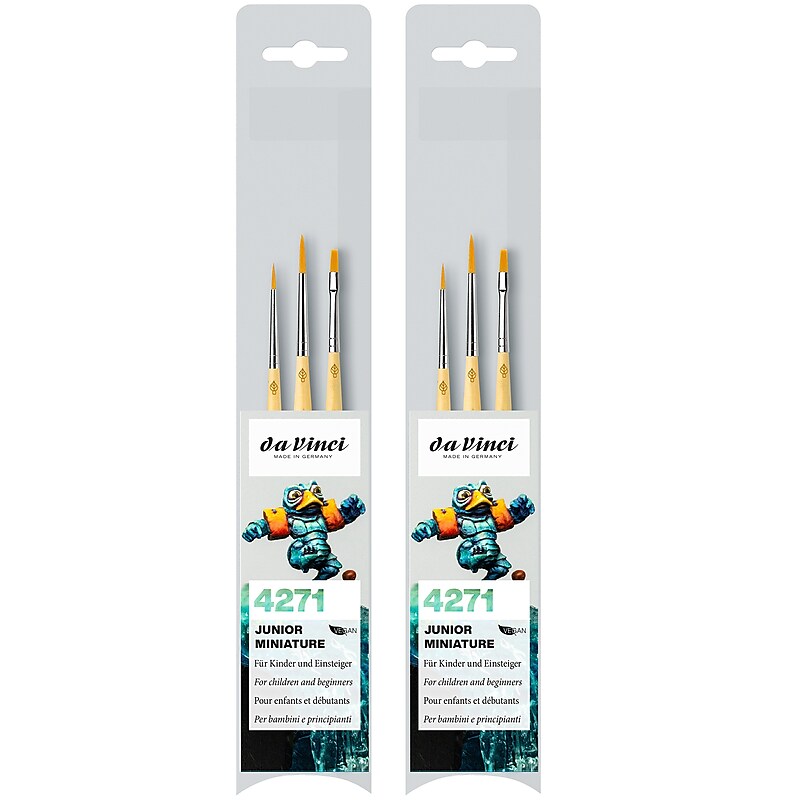 da Vinci JUNIOR Acrylic & Tempera Synthetic Bristle, Miniature Brushes, 3/Set, 2 Sets/Bundle (DVXVA42710-2) image 1