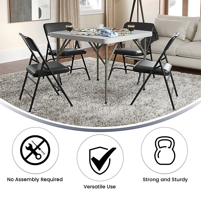 Flash Furniture HERCULES Series Vinyl/Metal Folding Chair, Black