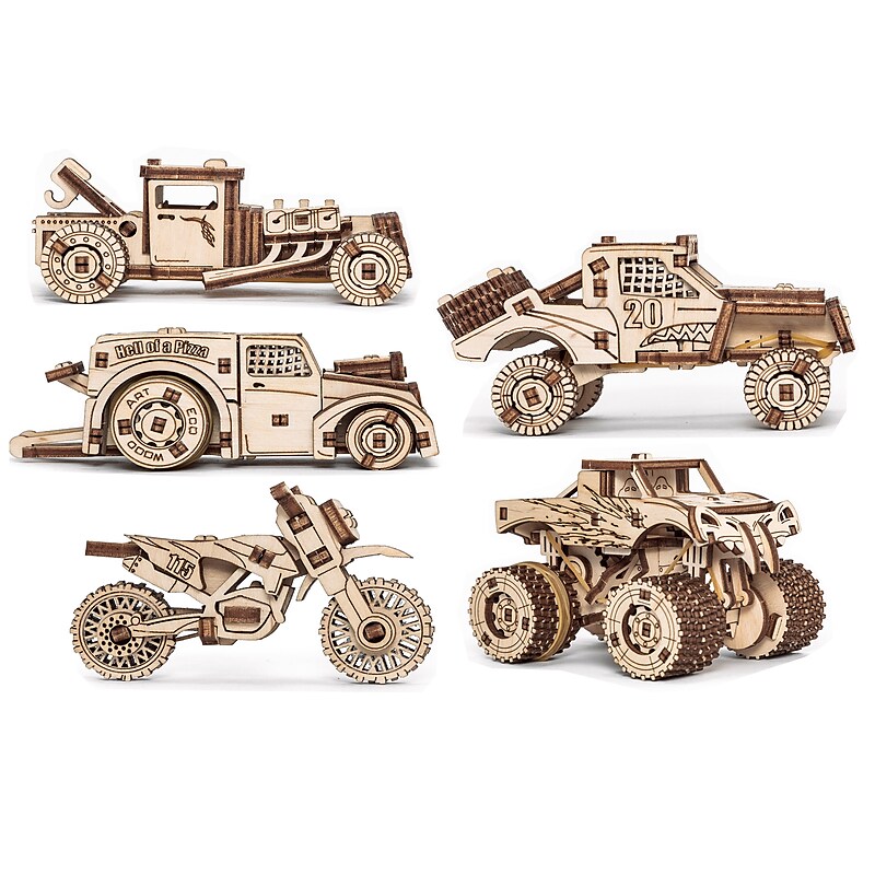 EWA Eco-Wood-Art Vehicles Set 3D Wooden STEM Construction Kit, 364 Pieces/Set (AVRAV0523410) image 1