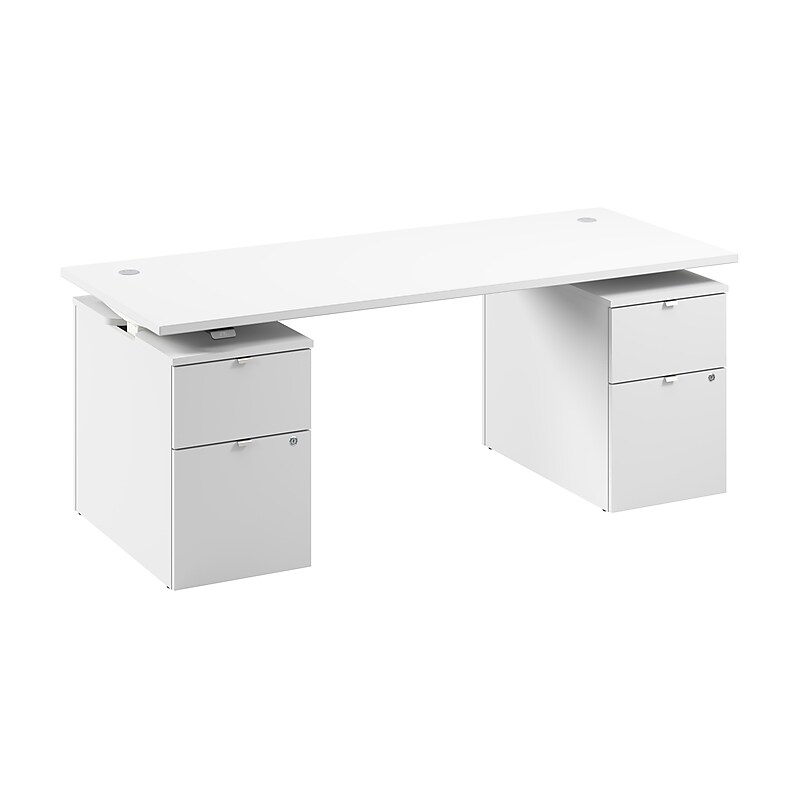 Bush Business Furniture Stratus 72"W Electric Rectangular Adjustable Standing Desk with Drawers, White (SUT010WH) image 1