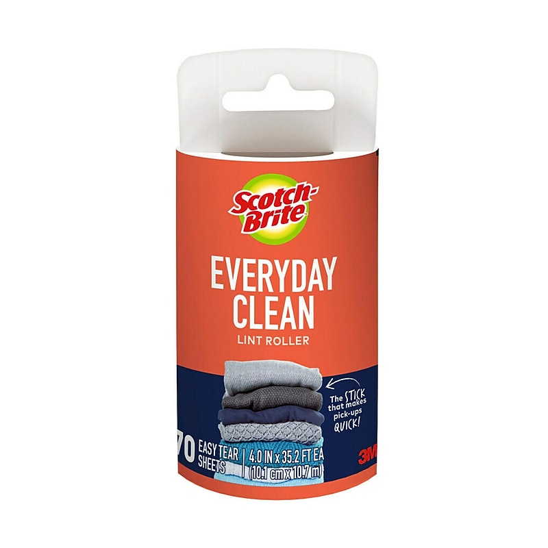 Scotch-Brite Everyday Clean Lint Roller Refill, 4" x 35.2', 70 Sheets/Roll (836RFS-70) image 1