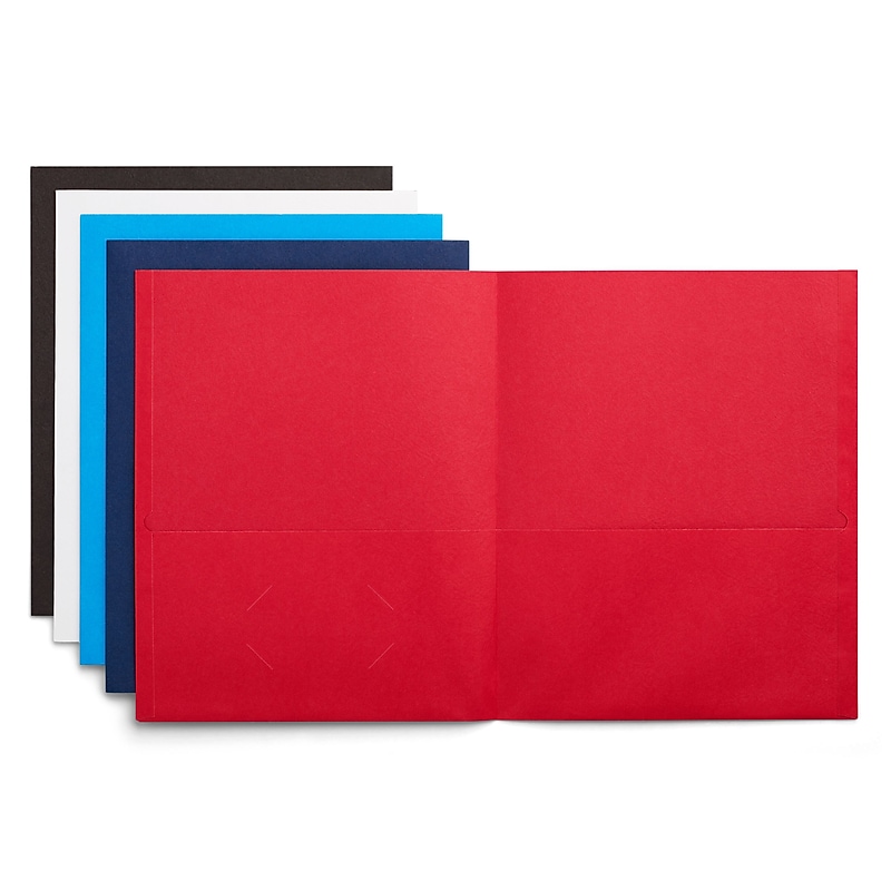 Staples 10% Recycled Smooth 2-Pocket Paper Presentation Folder, Assorted, 10/Pack (ST13366) image 1