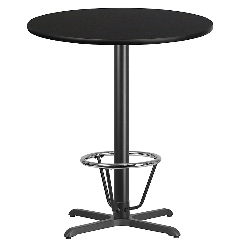 Flash Furniture 36" Round Laminate Table Top with 30" x 30" Bar-Height Table Base, Black (XURD30NTT22B3F) image 1