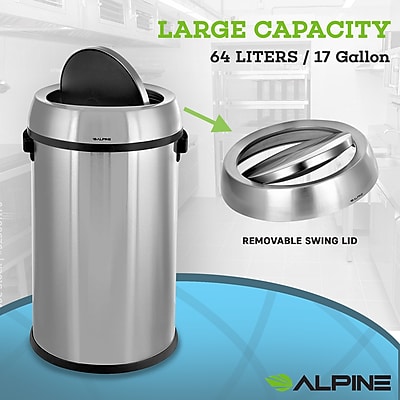 Alpine Industries Commercial Single-Stream Recycling Station, 17 Gallon, Stainless Steel (ALP470-65L-1-R) Sansujyuku sansujyuku.com