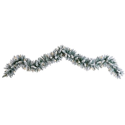 Nearly Natural 9' Flocked Artificial Christmas Garland