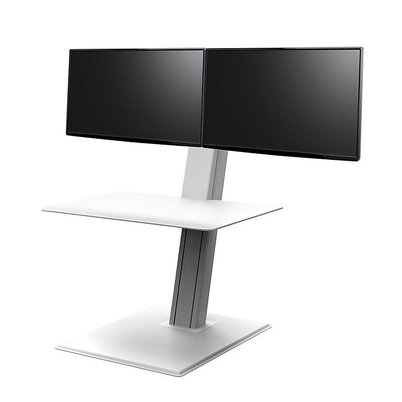 Humanscale QuickStand Eco 28"W Manual Rectangular Adjustable Standing Portable Desk for Dual Monitors, White (QSE2DMW) image 1
