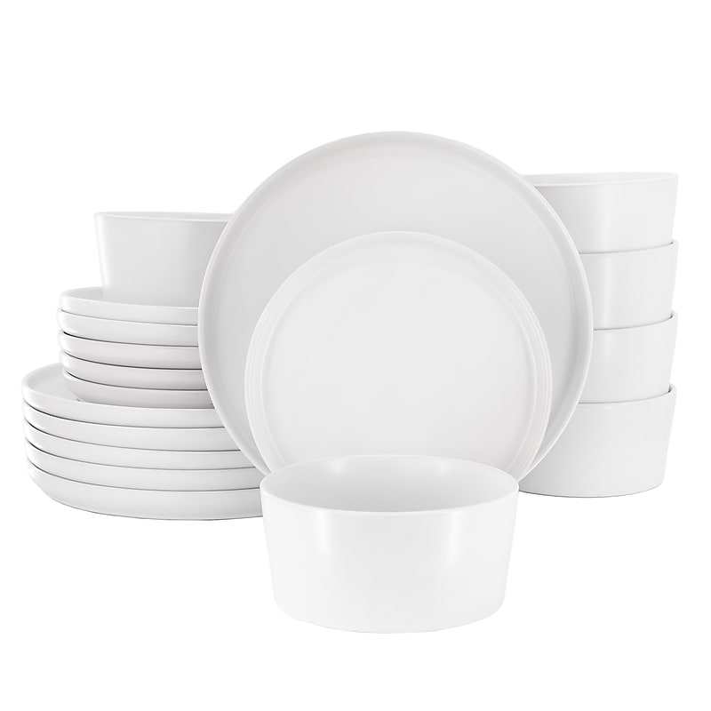 Elama Josh Stoneware Dinnerware Set, Matte White, 18 Piece image 1