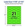 Avery Laser/Inkjet Multipurpose Oval Labels, 1-1/8" x 2-1/4", Neon Green, 420/Pack (94054)~#|#~53F56FA7-B35E-4006-ACBFFC176B2298EE_sc7