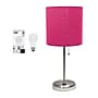 Creekwood Home Oslo 19.5" LED Table Lamp with USB Port, Brushed Steel/Pink Shade (CWT-2012-PN-LB)~#|#~53FAC0E8-3953-4A1C-B9DFEE26647E13D2_sc7