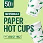 Perk™ Eco Compostable Paper Hot Cup, 12 Oz., White/Green, 50/Pack (PK56222)~#|#~540D3812-74B8-4A0B-9AF0E9CB2711F9DB_sc7