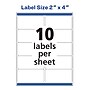 Avery Laser/Inkjet Rectangle Multipurpose Labels, 2" x 4", White, 50 Labels/Pack  (94207)~#|#~540FBEC4-2C0C-4590-B76FE5BCA1680636_sc7