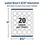 Avery Laser/Inkjet Multipurpose Circle Labels, 1.66" Dia, Glossy Clear, 200/Pack (94508)~#|#~540FEE82-384C-4A9F-845BE55E7D392BFC_sc7
