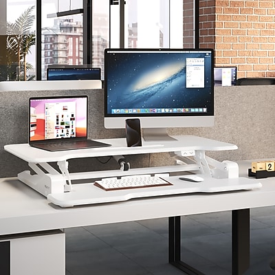 Mount-It! Electric Rectangular Adjustable Standing Desk Converter - Thumbnail 2