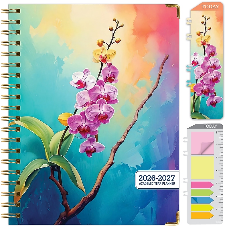 2026-2027 Excello Brands 8.5" x 11" Academic Weekly & Monthly Planner, Paperboard Cover, Orchid (FSHN-AY26-8511-81) image 1