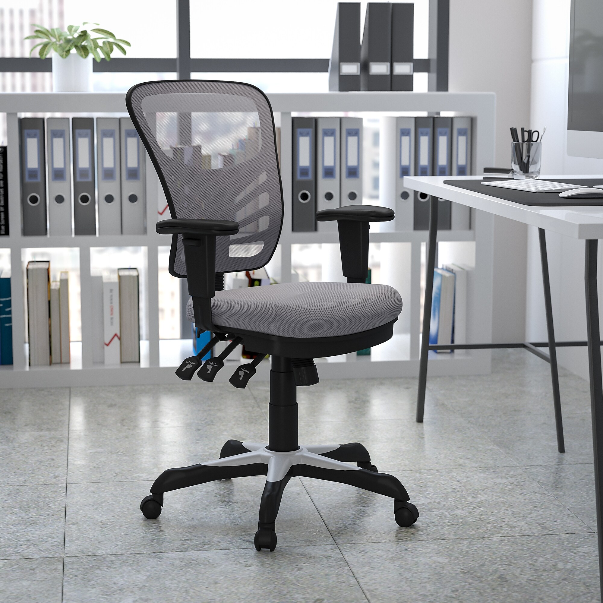 Flash Furniture Nicholas Ergonomic Mesh Swivel Mid-Back Multifunction Executive Office Chair, Gray (HL0001GY) Sansujyuku sansujyuku.com