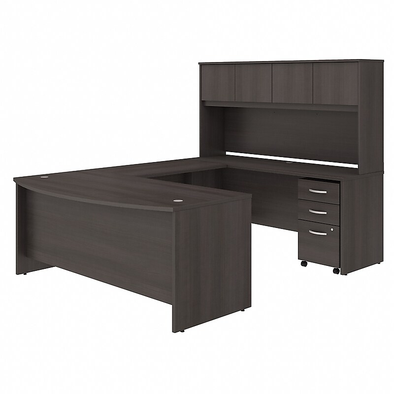 Bush Business Furniture Studio C 72"W U Shaped Desk with Hutch and Mobile File Cabinet, Storm Gray (STC003SG) image 1