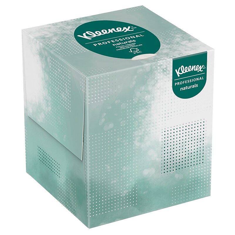Kleenex Professional Naturals Cube Facial Tissue, 2-ply, White, 90 Tissues/Box, 36 Boxes/Case (21272) image 1