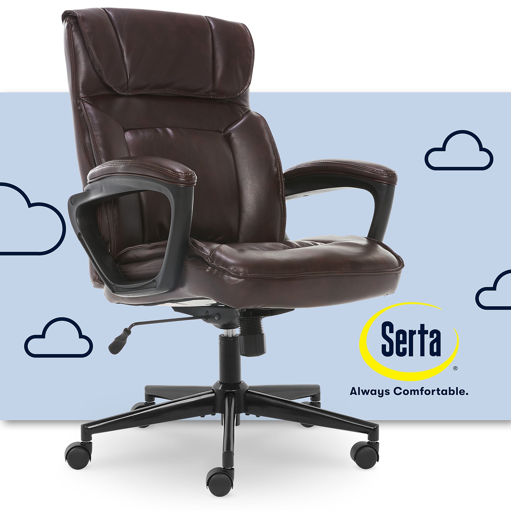 Serta Hannah I Ergonomic Bonded Leather Swivel Executive Chair, Biscuit (43670G) Sansujyuku sansujyuku.com